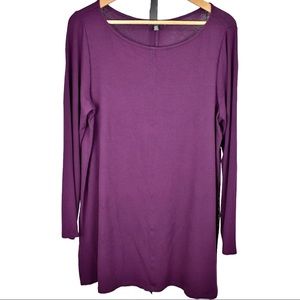 Eileen Fisher Bateau Neck Long Sleeve Purple Tunic Petite